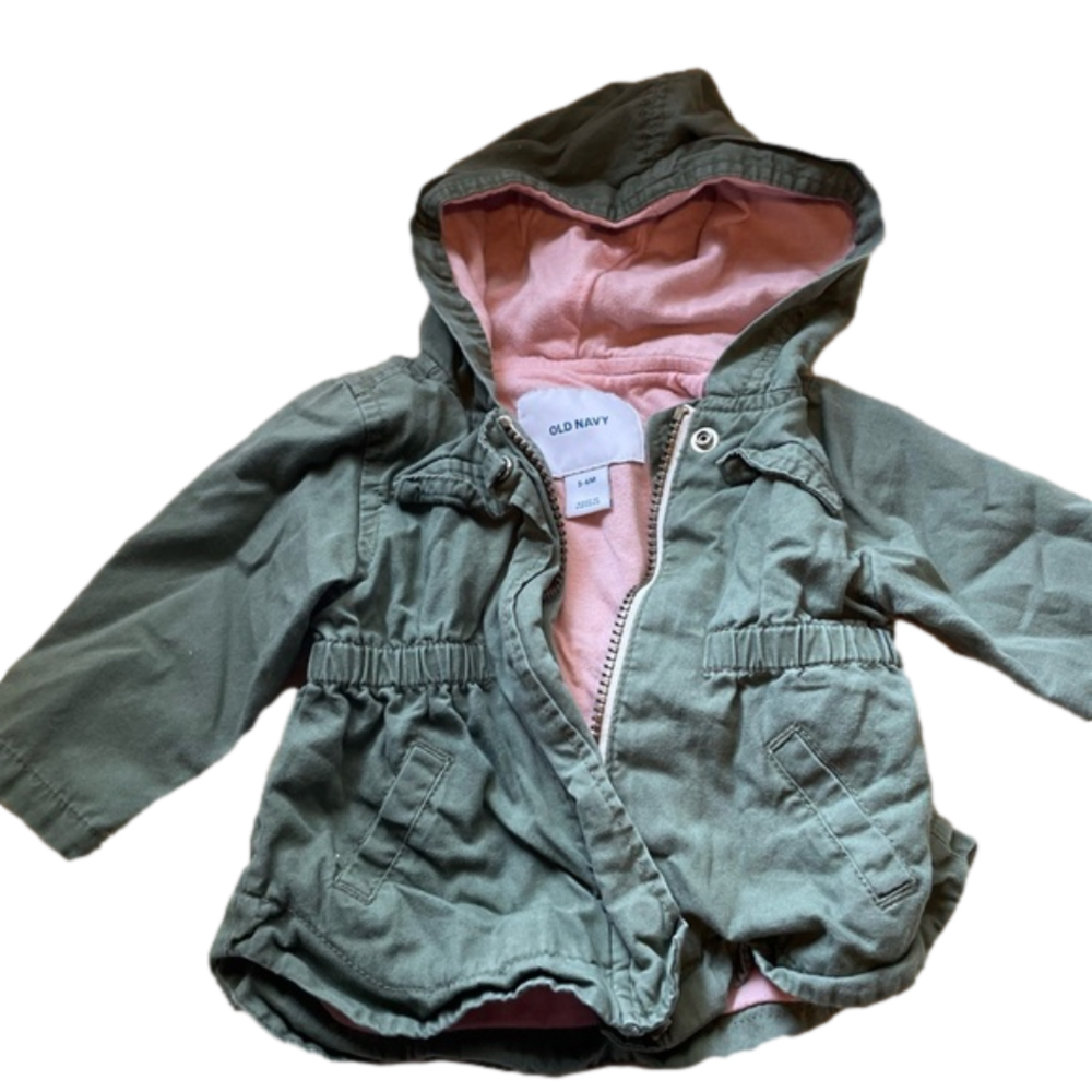 3/$20 old navy 3-6 month zip up jacket green and pink